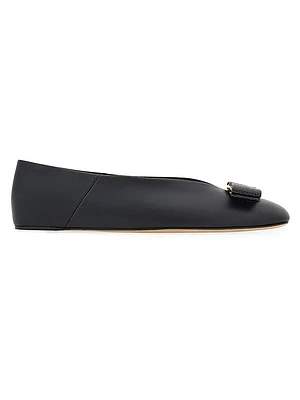 Vanna Bow-Detailed Leather Ballet Flats
