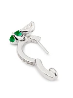 Serti Sur Vide 18K White Gold, Emerald & 0.28 TCW Diamond Single Huggie Hoop Earring - Left Or Right