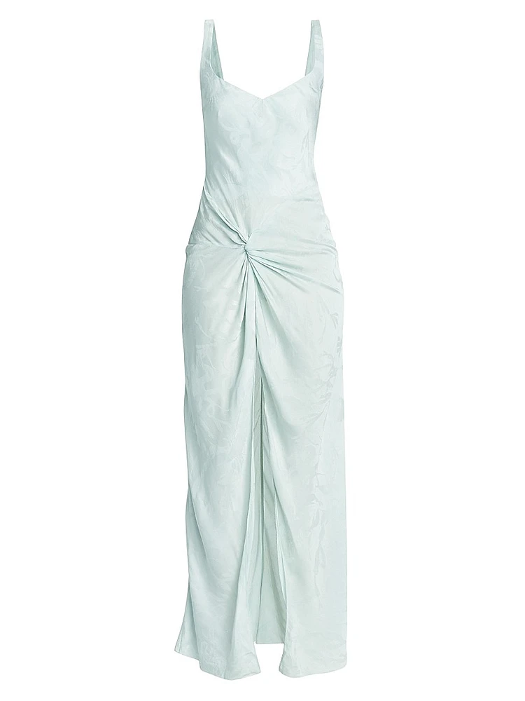 Jacquard Twist Waist Cocktail Dress