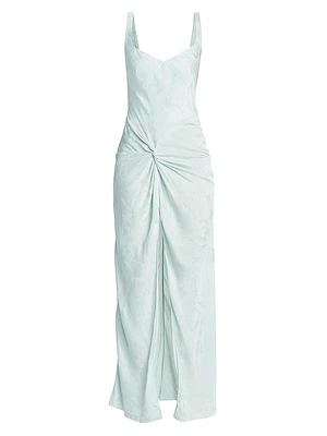 Jacquard Twist Waist Cocktail Dress