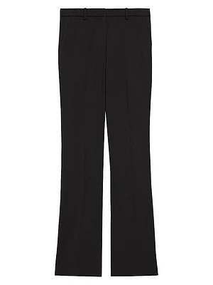 Stretch Wool Straight Full-Length Trousers
