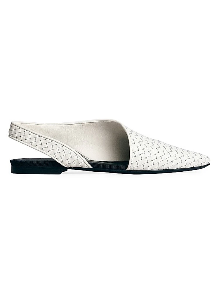 Asymmetric Leather Slingback Flats