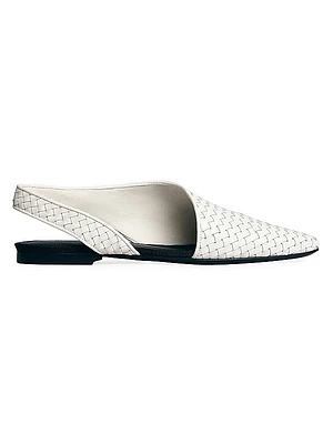 Asymmetric Leather Slingback Flats