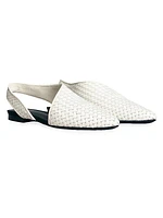 Asymmetric Leather Slingback Flats