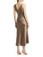 Savannah Silk Satin V-Neck Midi-Dress
