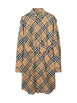 Heritage Check Cotton Belted Midi-Shirtdress