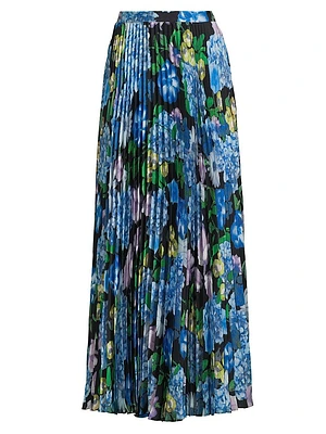 Isa Floral Pleated Maxi Skirt