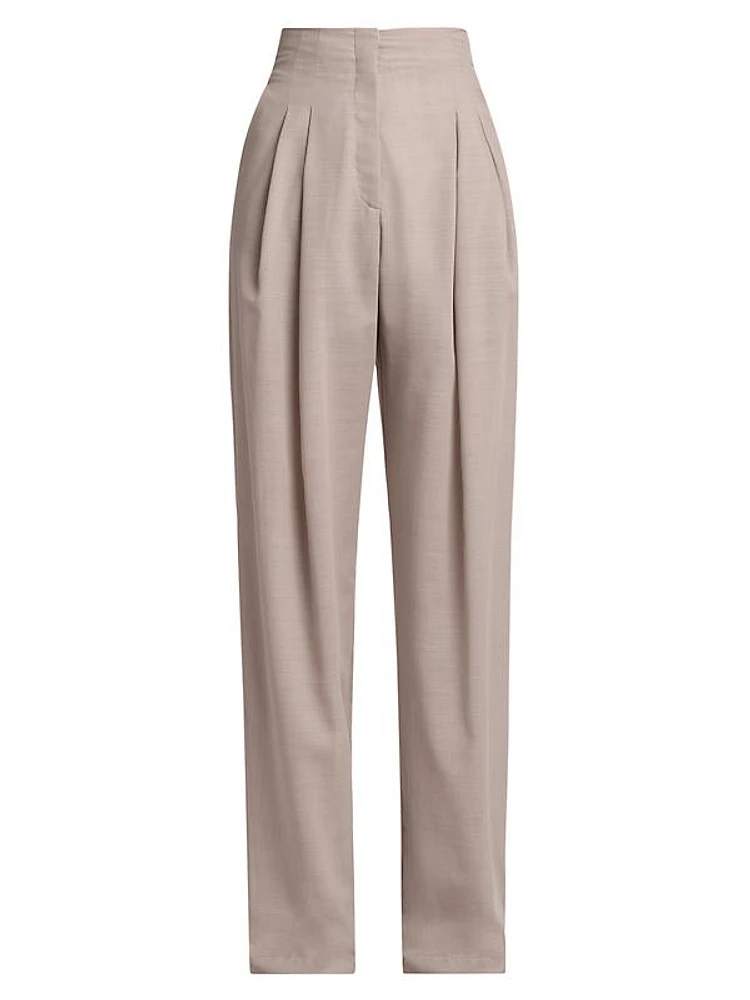 Straight-Leg Wool-Blend Voile Pants
