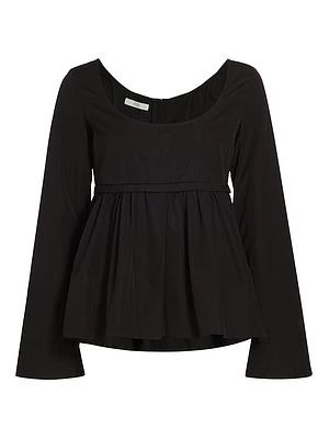 Long-Sleeve Cotton Corset Top