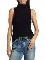 Sonia Rib-Knit Mock Turtlneck Sweater Vest