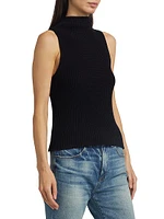 Sonia Rib-Knit Mock Turtlneck Sweater Vest