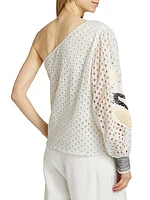 Tish Eyelet One-Shoulder Top