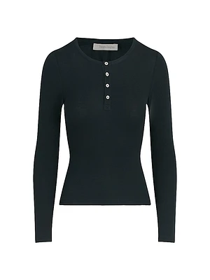 Rib-Knit Henley Top
