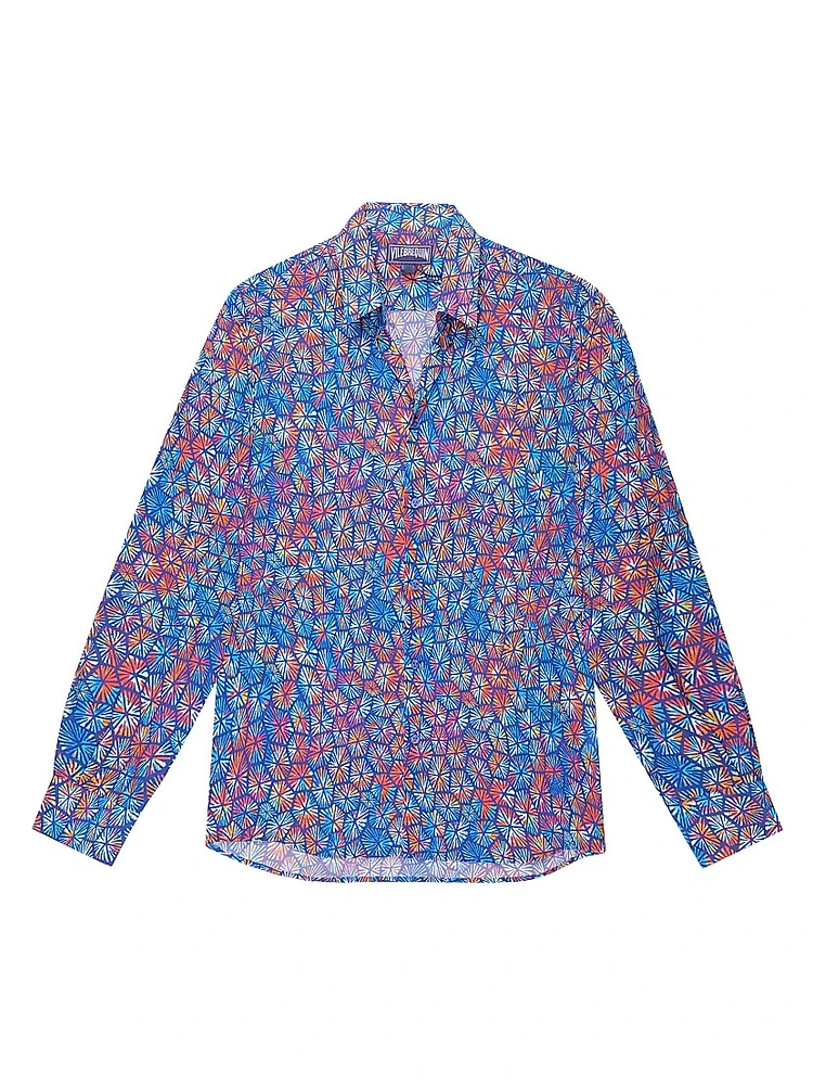 Carapa Abstract Cotton Button-Front Shirt