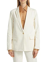 Diamanté-Embellished Gabardine One-Button Blazer