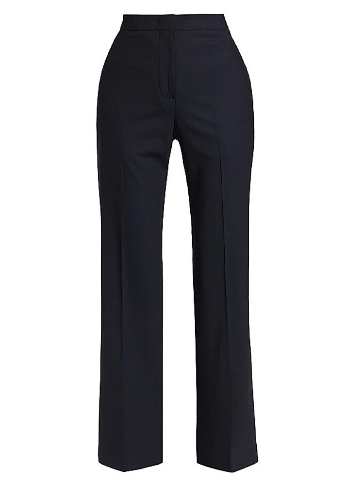 Stretch Wool Straight-Leg Pants