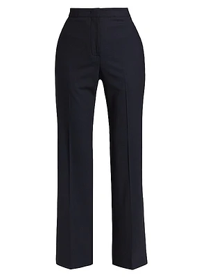 Stretch Wool Straight-Leg Pants