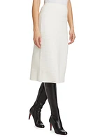 Mat Stitch Wool Midi-Skirt