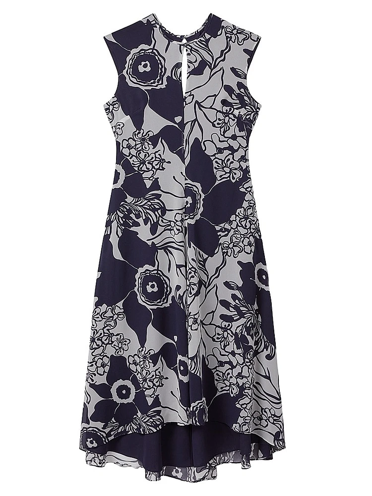Becci Floral Open-Back Midi-Dress