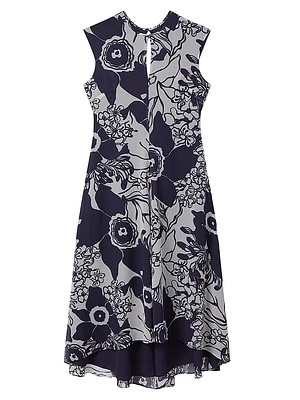 Becci Floral Open-Back Midi-Dress
