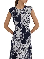 Becci Floral Open-Back Midi-Dress