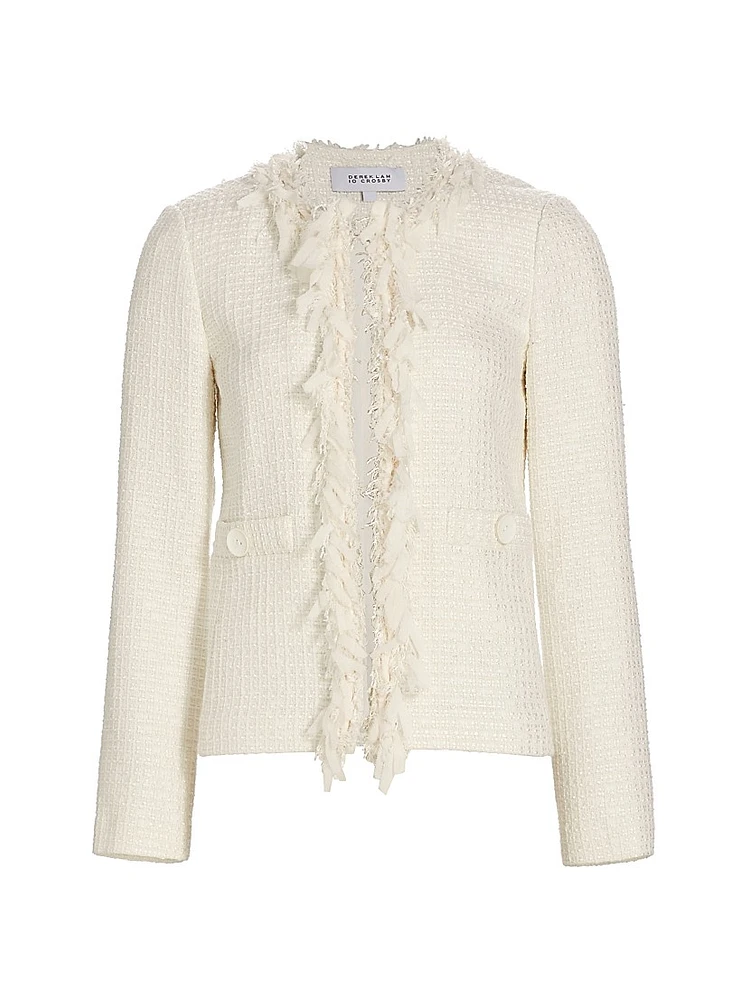 Garcia Fringe Cotton-Blend Tweed Jacket