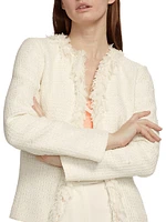Garcia Fringe Cotton-Blend Tweed Jacket