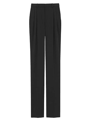 High-Waisted Pants in Grain De Poudre