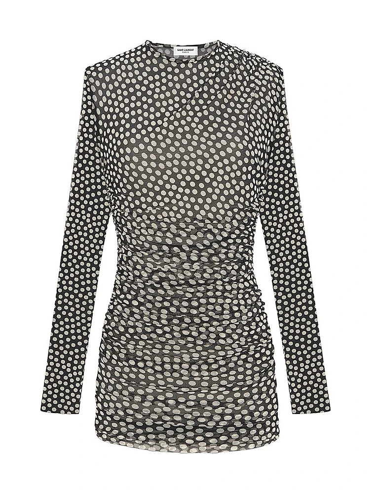 Ruched Dress Dotted Tulle
