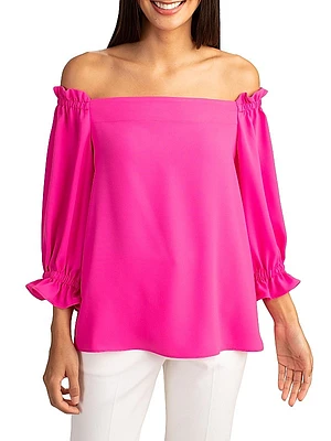 Equinox Satin Crepe Off-The-Shoulder Top