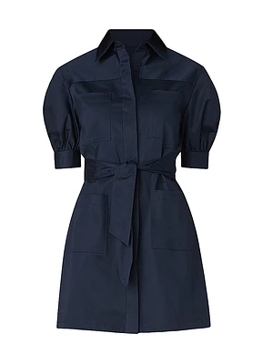 Vince Cotton Sateen Tie-Waist Shirtdress