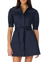 Vince Cotton Sateen Tie-Waist Shirtdress