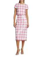 Elena Sequined Check Crop Top