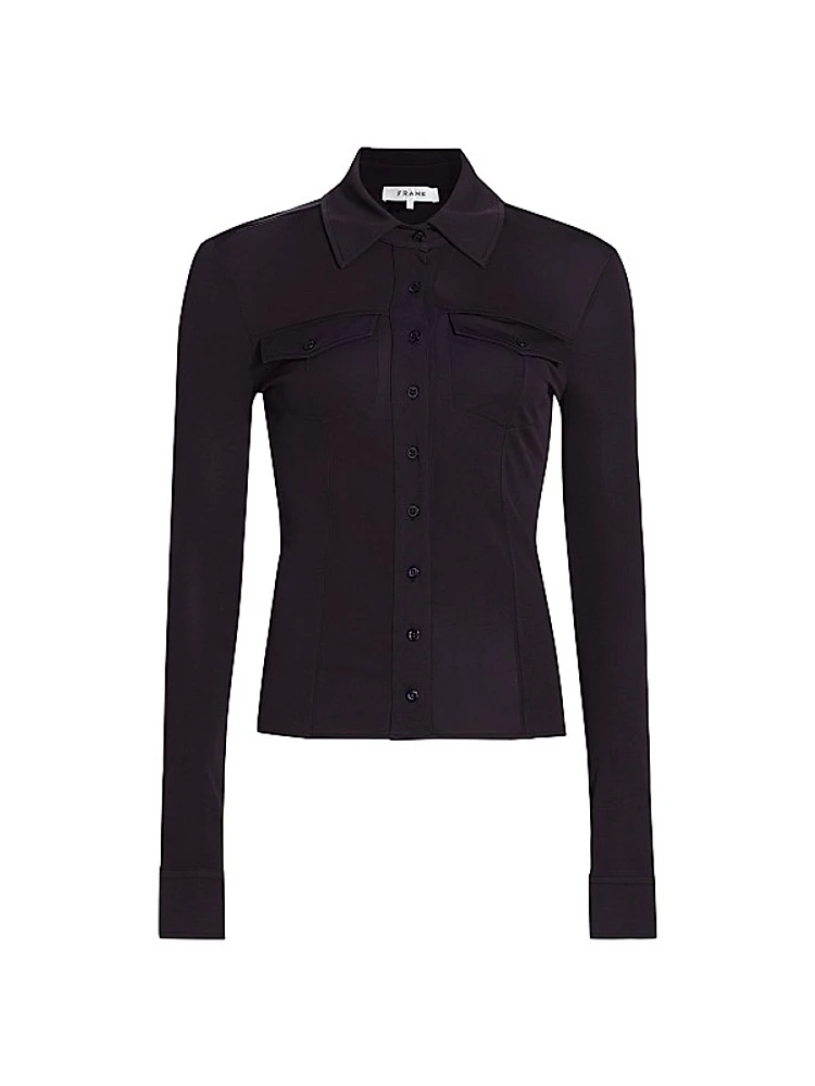 Jersey Button-Front Shirt
