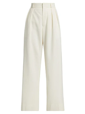 Pleated Wool Low-Rise Trousers
