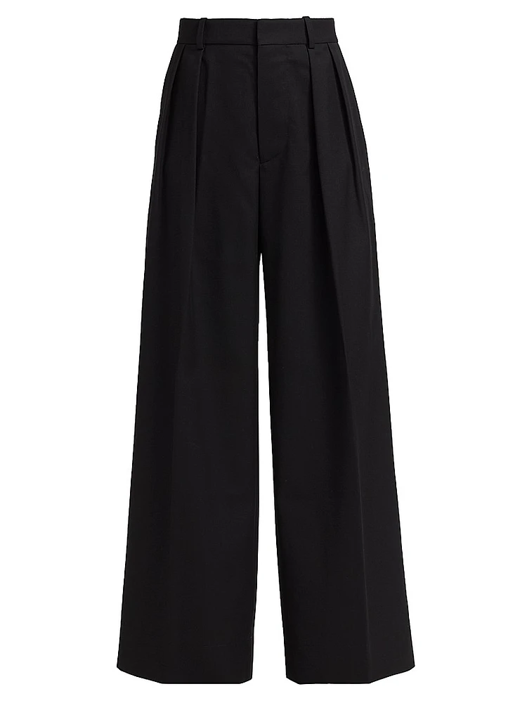 Pleated Wool High-Rise Trousers