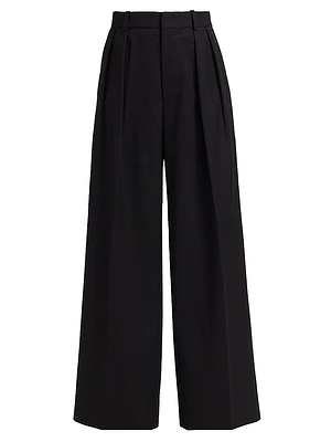 Pleated Wool High-Rise Trousers
