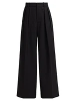 Pleated Wool High-Rise Trousers