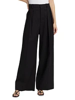 Pleated Wool High-Rise Trousers