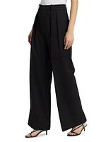 Pleated Wool High-Rise Trousers