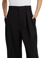 Pleated Wool High-Rise Trousers