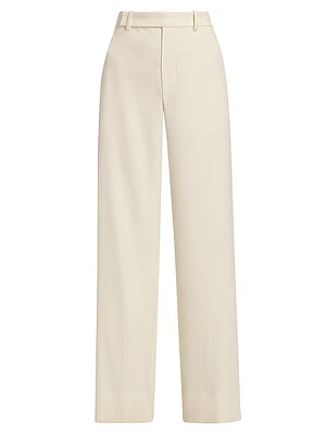 Cotton-Blend High-Rise Wide-Leg Pants