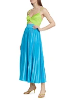 Silas Pleated Colorblocked Midi-Dress