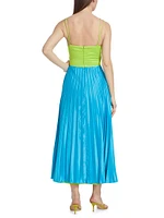 Silas Pleated Colorblocked Midi-Dress