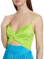 Silas Pleated Colorblocked Midi-Dress