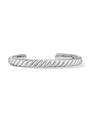Sculpted Cable Cuff Bracelet 18K White Gold, 7MM