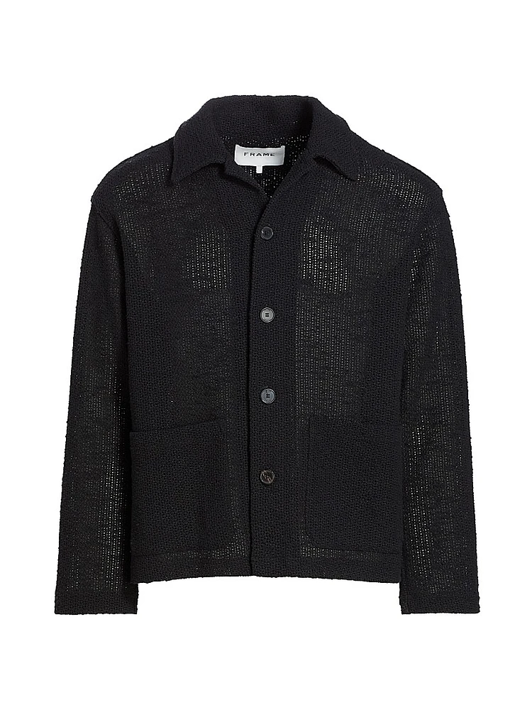 Crocheted Cotton-Blend Jacket