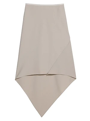 Wool Handkerchief-Hem Midi-Skirt