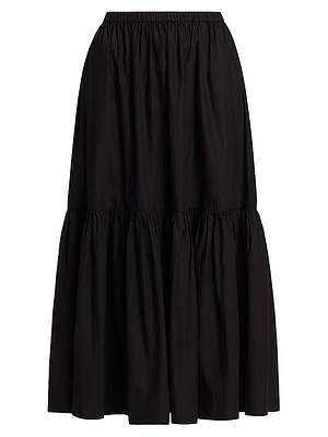 Poplin Tiered Maxi Skirt
