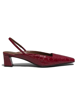 Brenda 45MM Embossed Leather Slingbacks